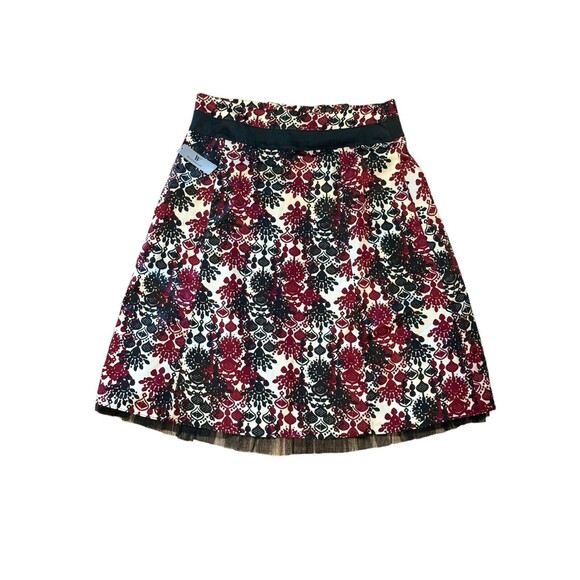 NWT Worthington Womens Size 12 Pleated Tulle Trim Floral Gothic Grunge Zip Aline - Picture 1 of 7